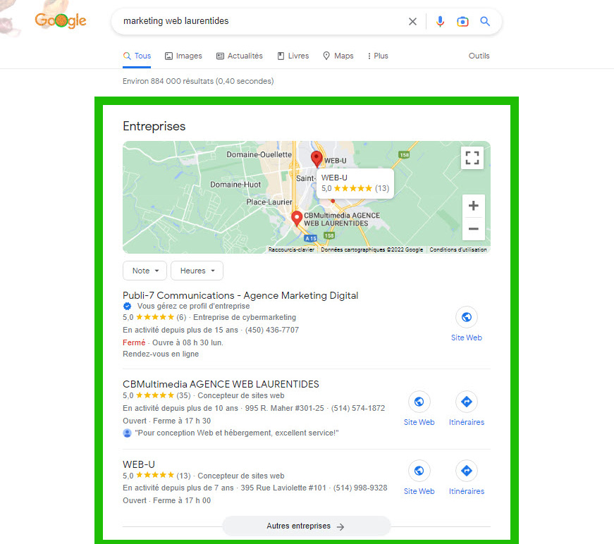 local pack Google