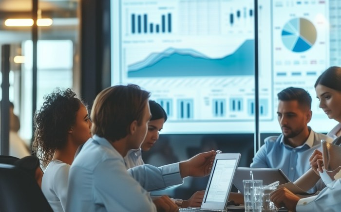 Équipe de professionnels analysant les performances d'un site web